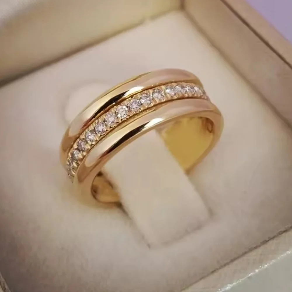 💛 Elegant Gold Tone Cubic Zircon New Size 7
